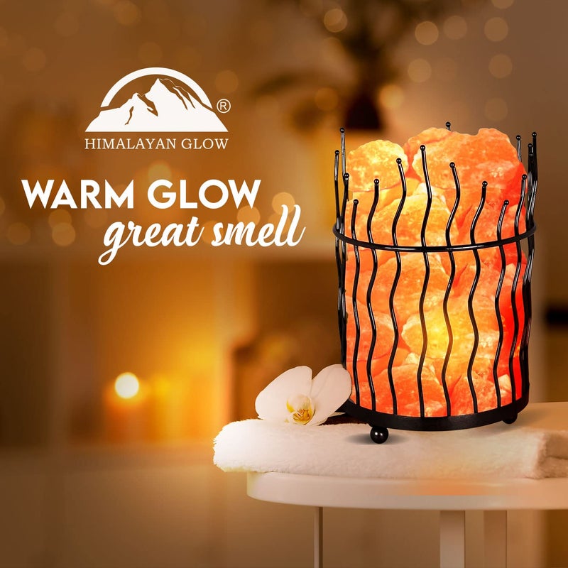 Himalayan Glow Pillar style Salt Basket Lamp with salt chunks, Himalayan Salt lamp with Touch Dimmer Control, Amber Glow, Idle for Home, Offices, and Dorm Decor - Image 2